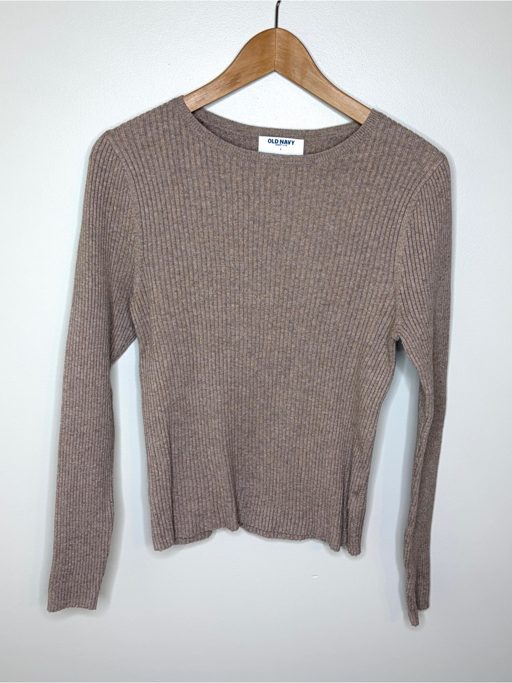 Old Navy Women's Ribbed Crewneck Sweater - Taupe Large